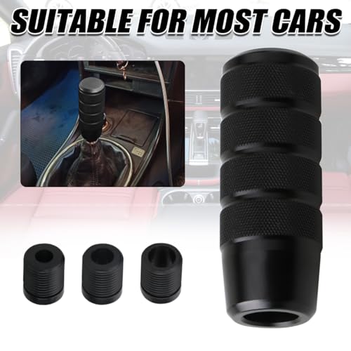Osilly 3.74 Inch Aluminum Shift Knob with 3 Threaded Adapters, Black | aluminum alloy construction, ergonomic extended grip, supplied adapters, for manual and select automatic cars, interior parts - color: Black