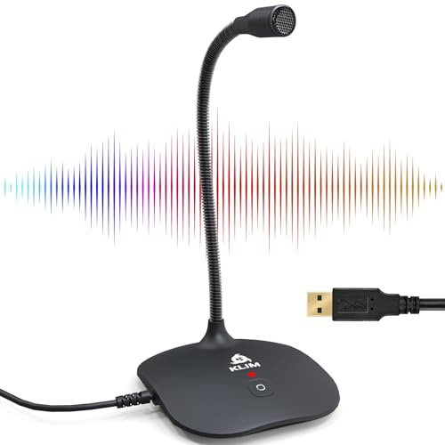 KLIM Talk USB Desk Microphone for Computer - New - Compatible with Any PC Laptop Mac - Professional Desktop Mic with Stand - Recording Gaming Streaming YouTube Podcast Mics | Wide Compatibility, Plug and Play, Professional High Definition Audio, Easy and