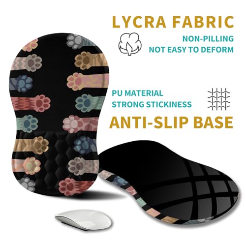Hokafenle Ergonomic Mouse Pad Wrist Support, Wrist Rest Mousepad for Carpal Tunnel Pain Relief with Integrated Memory Foam Slope Massage Bulge (11.8x7.9 inch,Cute Cat Claw - color: KM28-Cute Cat Claw