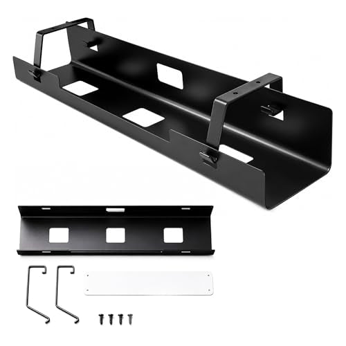 Under Desk Cable Management Tray 23.6" – Steel Wire Cable Holder Organizer for Work from Home, Office & Gaming Setup