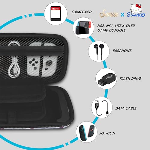 Sonix x Sanrio Carrying Case for Nintendo Switch 2, Switch 1, Lite, OLED, Protective Travel Case with Game Cartridge Storage | Hello Kitty Butterfly - color: Hello Kitty Butterfly