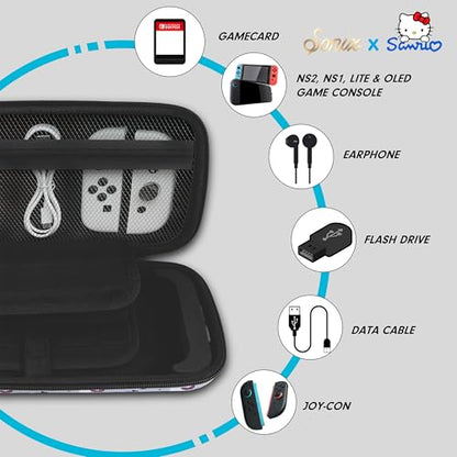 Sonix x Sanrio Carrying Case for Nintendo Switch 2, Switch 1, Lite, OLED, Protective Travel Case with Game Cartridge Storage | Hello Kitty Butterfly - color: Hello Kitty Butterfly