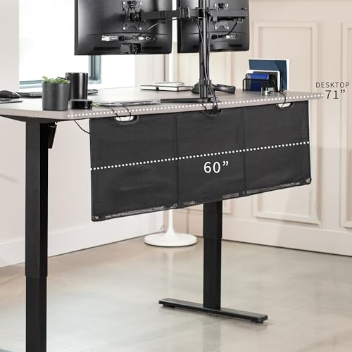 VIVO 60 inch Under Desk Privacy and Cable Management Organizer Sleeve, Wire Hider Kit Panel System, Black, DESK-SKIRT-60 - size: 60" Panel