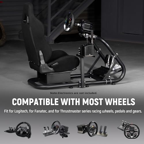 Dardoo Racing Simulator Cockpit Frame with Black Seat for 12Nm Direct Drive | for Logitech G27 G29 G920 G923, for Moza/Thrustmaster/Fanatec, Adjustable Racing Stand, not Included Wheel Pedal Handbrake