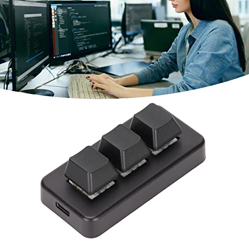 GOWENIC USB Mini 3Keys Keyboard, Cut Copy Paste Macro Pad Keyboard, Programmable OSU Keypad with RGB Led, One Handed Mechanical Gaming Keyboard (Black) - color: Black