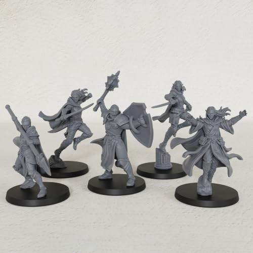 Unpainted 28mm DND Miniatures Tabletop RPG Game - Fantasy Adventurer AS1019 | 5pc Set Human Miniatures Tabletop Gaming, TTRPG Role Playing DND Minis RPG Accessory