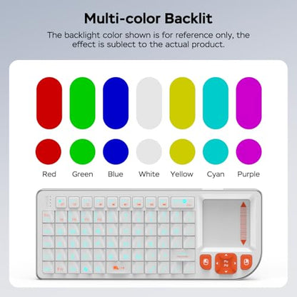 Mini Keyboard with Touchpad, Mini Bluetooth Keyboard, Ultra-Compact Portable for IT Professionals, Field Service Technicians, Home Theater PC & Multi-Device Travel - Durable &Reliable, White - color: white