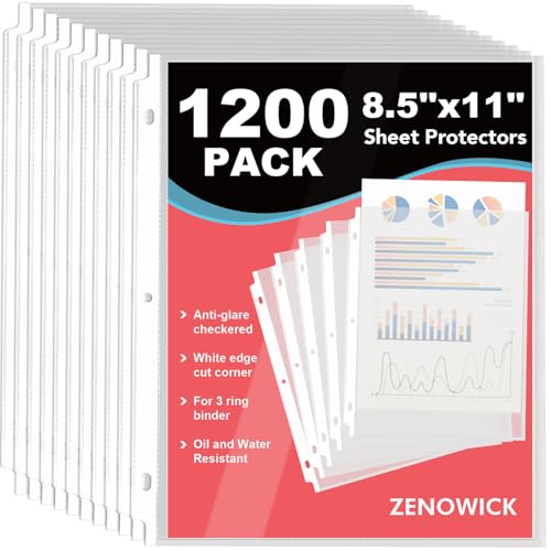 1200 Pack Sheet Protectors 8.5 x 11 inch Clear Page Protectors for 3 Ring Binder, Plastic Sleeves for Papers, Document - size: 1200Pack