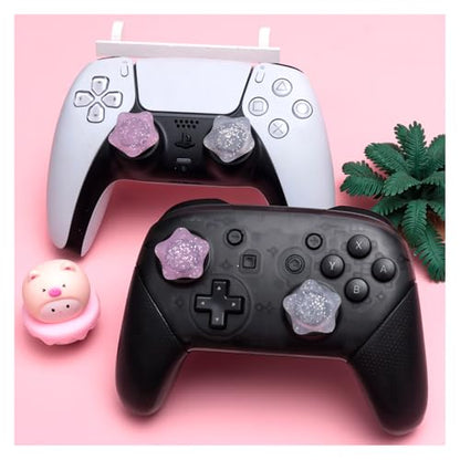 NANANINO PS5 Thumb Grips, Switch Pro, PS4, Xbox Controllers, 4-Pack, Clear | PS5 thumb grips with sweat-resistant silicone for Switch 2, Switch Pro, PS4 and Xbox controllers, ergonomic 4-pack - color: Clear
