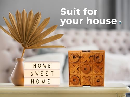BSIRI Wooden Tic Tac Toe Game - Brain Teaser Puzzles for Adults Board Games and Unique Gifts, Coffee Table Decor Living Room Decor Modern Wood Decor (5.5 Inch)