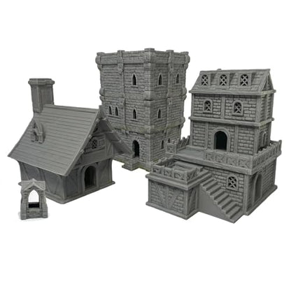 Medieval Tabletop Terrain Set for 18mm & 28mm Miniatures – Paintable Wargame & Diorama Building Kit