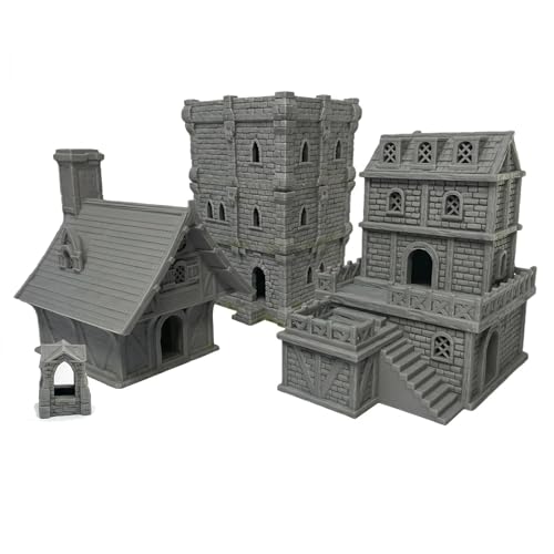 Medieval Tabletop Terrain Set for 18mm & 28mm Miniatures – Paintable Wargame & Diorama Building Kit