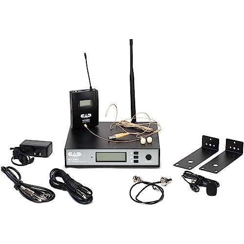 CAD WX1000BP Wireless Bodypack Mic System with Lav, Headset, and Guitar Cable (510 to 570 MHz) Bundle with Watson Rapid Charger with 4 AA Batteries