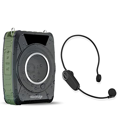Waterproof Voice Amplifier with Wireless Microphone Headset M801 20W | Microphone with Speaker Portable Megaphone with Mic, Bluetooth Personal PA System for Teachers, Tour Guide, Singing, Elderly - color: black