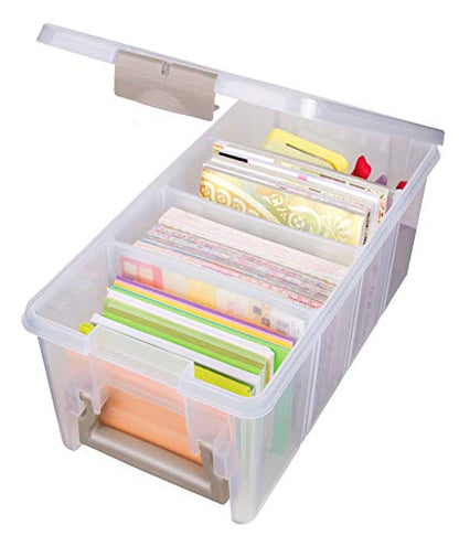 ArtBin Semi Satchel 휴대용 공예 정리함, 칸막이 3개 포함 - 미술 및 공예 용품을 위한 투명 플라스틱 보관 케이스 - color: 골드., size: Pack of 1