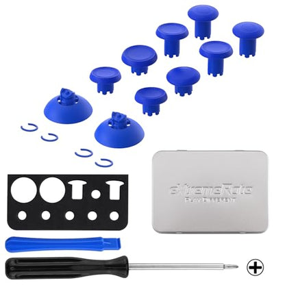 eXtremeRate ThumbsGear V3 Interchangeable Ergonomic Thumbsticks for PS5 Controller, Replacement Analog Thumb Sticks for PS4 Controller - 4 Height Adjustable Convex & Concave Grip Joysticks - Blue - color: Blue