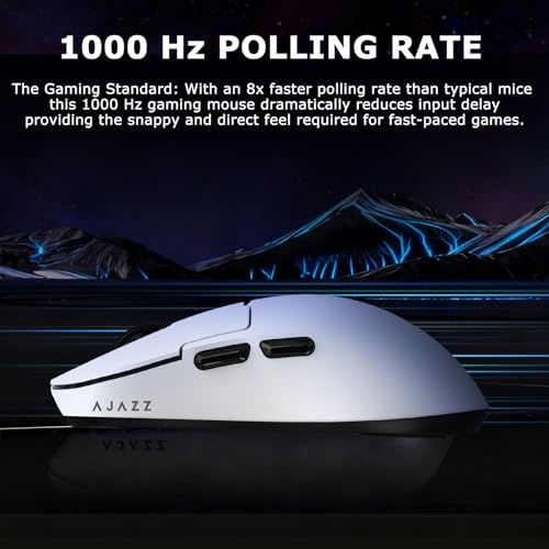 AJ159P MC Wireless Gaming Mouse, 12000 DPI, Tri-Mode 2.4G/Bluetooth/Wired, Magnetic RGB Charging Dock, 56g Ultra-Light, Programmable 6 Buttons - Perfect for Gaming, Work & Travel (White) - color: White