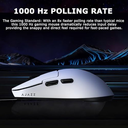 AJ159P MC Wireless Gaming Mouse, 12000 DPI, Tri-Mode 2.4G/Bluetooth/Wired, Magnetic RGB Charging Dock, 56g Ultra-Light, Programmable 6 Buttons - Perfect for Gaming, Work & Travel (White) - color: White