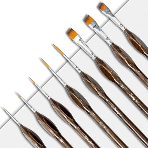 Detail Paint Brushes Set 8pcs Miniature Brushes for Fine Detailing, Acrylic,Model, Face, Figurine, Watercolor, Oil, Triangular Grip, Nylon Bristles - color: 8pcs Transparent Brown Set