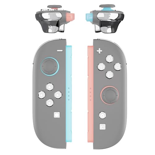 eXtremeRate DIY Replacement Full Set Buttons for Joycon 2, Custom ABXY Direction Keys Dpad + - C Home Capture Release L R ZR ZL Trigger Buttons for Nintendo Switch 2 Controller - Chrome Silver - color: Chrome Silver