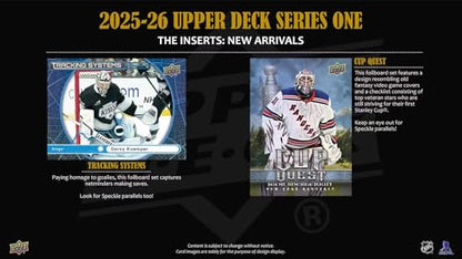 2025/26 Upper Deck Series 1 Hockey Trading Card Tin (Three Young Guns Rookie Cards Per Box)
