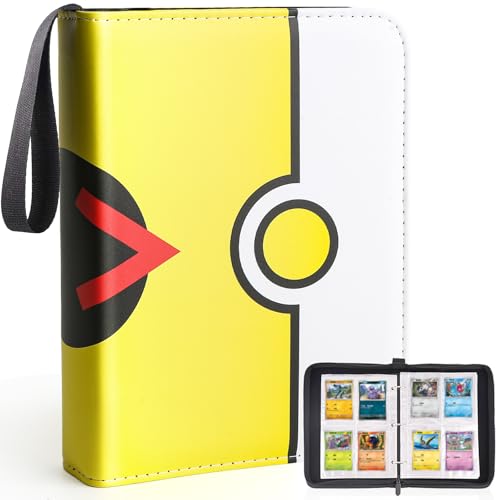 Collectible Trading Card Binder, 400 Pockets Card Holder with 50 Removable Sleeves, Portable Collection Binder Album Book Case Storage, Zipper Card Protective Sleeves for TCG, Sports Card - color: Level Yellow