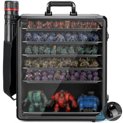 ONULISS Miniature Storage Case Miniatures Transport Case Aluminum Alloy Frame with Side Mesh Pouch 6 Trays (X-Large Size) - size: X-Large