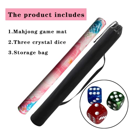 mahjong mat for table with Drawstring Bag/31.5Inch/american mahjong table cloth with rules mats,Noise Reduction Anti-Slip game mat for table,for Mahjong/Poker/Board Games/Card Games/Dominoes (pink) - color: Pink