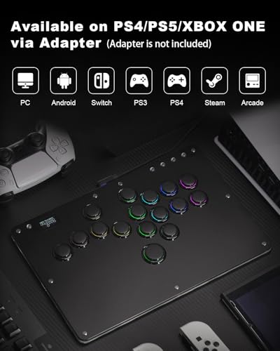 Haute42 Leverless Controller Arcade Stick: Haute42 R16 Black Leverless Controller with Rims,Premium Black Leverless Controller with Crystal Low-Profile Switch for PC/PS4/Switch Game,Support Hot Swap & SOCD - color: Black