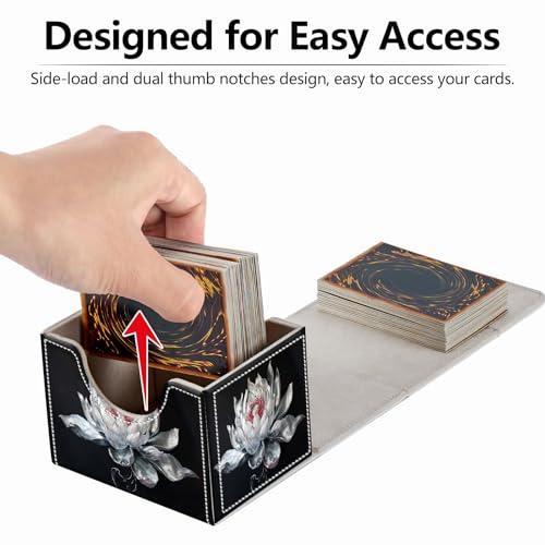 Strong Magnet Card Case Deck Box Mtg Card Box Playing Card Box Magic Deck Box Tcg Up to 200 Cards Creative Pattern Trading Card Storage Box for Collectible Card Games, White Lotus Silk Flower - color: White Lotus Silk Flower