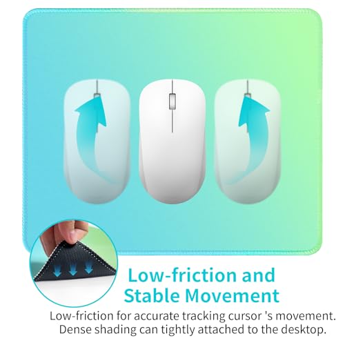 Bloss Small Mouse Pad, Non-Slip Desk Pad Mat, Mat for Keyboard and Mouse, Mint Green to Blue Desk Mousepad with Stitched Edges, Gaming Mouse Pad(11.8 x 9.8 Inches / 3mm) - color: Mint Green, size: 11.8L x 9.8W inches