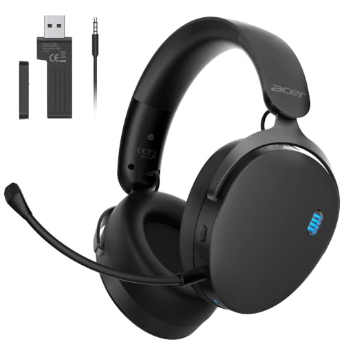 Acer 2.4GHz Wireless Gaming Headsets for PS5, PS4, PC, Switch, Tri-Mode Gaming Headphones with Noise Canceling Mic, Stereo Sound, 40+Hr Battery, 50mm Drivers - JetBlack - color: JetBlack