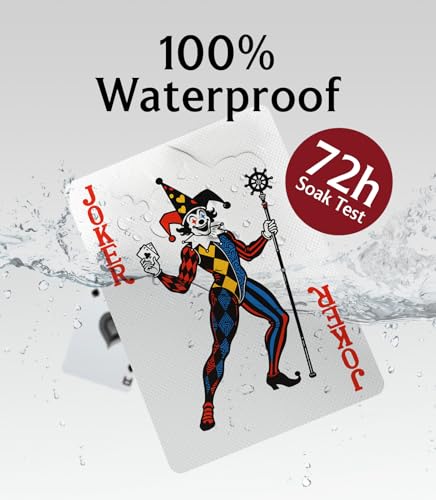 BIERDORF Waterproof Playing Cards, Plastic Poker Deck Washable & Non-Slip (HydroGripTex), Durable Cards for Pool, Beach, Camping & Family Games, White Nautical Design - style: HydroGripTex White