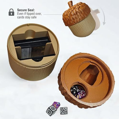 Nut Shaped Commander Deck Box 100+ with Built-in Life Counter & Dice Tray, MTG Card Storage Case, Unique Nature Squirrel Theme Tabletop Gaming Accessories Gifts