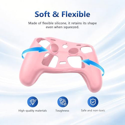Case Cover Compatible with Steam Controller 2 2026, Soft Silicone Protector Cover Skin Case for Steam Controller 2 with Thumb Grip Caps, Anti-Scratch, Shockproof (Pink) - color: Pink