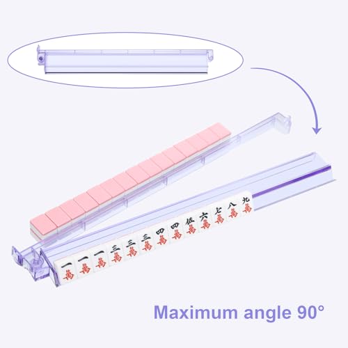 Mahjong Racks with Pushers 4PCS Set Majiang Tile Holder Acrylic Mahjong Racks Accessories and Gifts - color: Light Purple