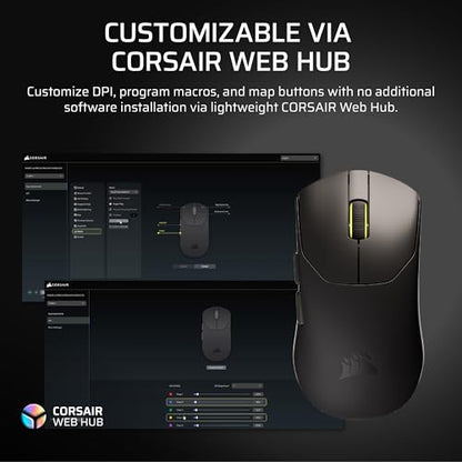 Corsair Sabre v2 PRO Ultralight FPS Wireless Gaming Mouse – 33,000 DPI, 36g Weight, 8,000Hz Hyper-Polling, Mechanical Switches, Up to 70-Hour Wireless Battery Life, Web Hub – Black - color: Black