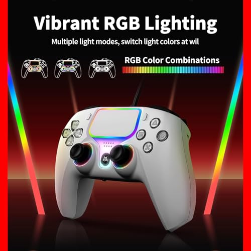 NBCP Wired Controller 2 Pack for PS5 & PC–Hall Effect Triggers | 6-Axis Gyro,Turbo Function,Dual Vibration,Wired Gamepad for PlayStation 5,Windows PC,Steam (White,2 Pack) - color: White-2 Pack