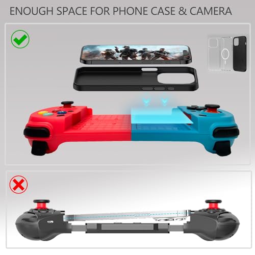 Koiiko Wireless Cloud Gaming Controller for iOS, Android, Windows PC & iPhone/iPad, Steam. Hall & Linear Triggers, E-Sports Handle Gamepad, Bluetooth - Black/Red - color: bluered