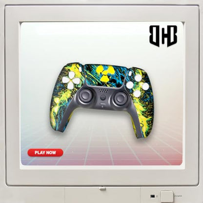 Radioactiive Custom PS-5 Controller Wireless compatible with Play-Station 5 Console by BCB Controllers | Proudly Customized in USA with Permanent HYDRODIP Printing(NOT JUST A SKIN)(MODDED) - color: Radioactiive, size: Modded - Front & Back Print