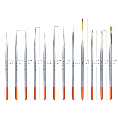 XDT#820 Detail Paint Brush 12 Piece Set for Acrylic Painting, Miniature Paint Brushes for Model Craft and Body Painting, Acrylic Oil Watercolor - color: Grey 12pc