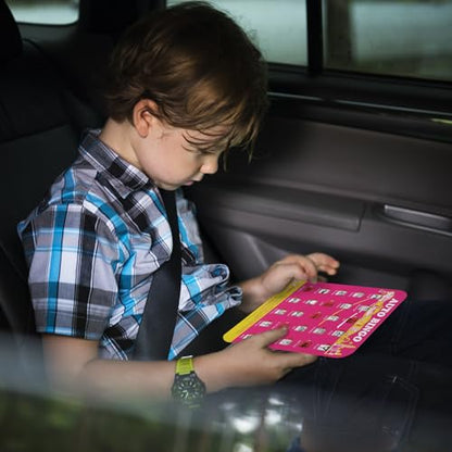 Regal Games Finger-Tip Shutter Bingo Cards with Sliding Windows - License Plate & Bingo Travel Game Set for Adults & Kids - Reusable, No Chips & Daubers Needed - 4 Packs - Yellow - color: Yellow