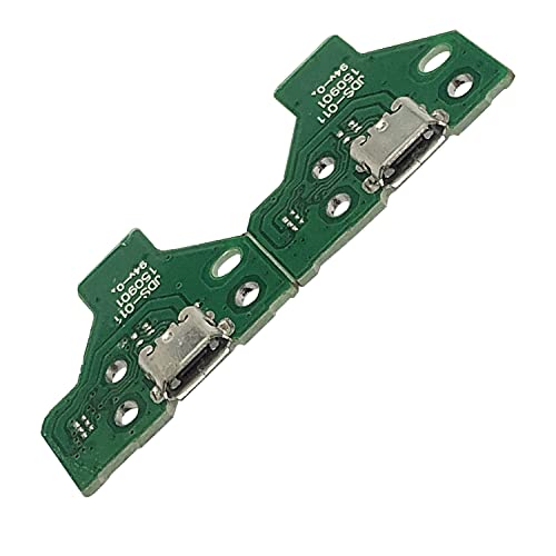 FainWan 2pcs J-D-S-011 Replacement Charging Port Assembly 12 Pin for PS4 DualShock 4, Micro USB Adaptor Charger Socket Board Connector Module for PlayStation DS4 Controller, Flex Cable