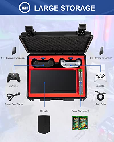 DEVASO Hard Carrying Case Compatible with Xbox Series X, Professional Deluxe Waterproof and Soft Lining Hard Case for Xbox Series X Console, Controllers, Headset and Other Accessories - color: Series X