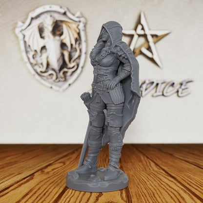 AUSPDICE Pro-Painted Quality Unpainted TTRPG Figure 32mm Scale Fantasy Role Playing Minis Figurine for Dungeon Masters, Human Miniatures Tabletop Gaming Miniatures RPG Accessory - Lycan Slayer(AS301)