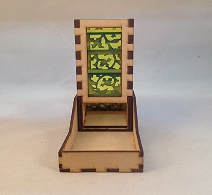 Mini Dice Tower and Tray v5 Neon Green Acrylic Window Laser Cut MDF Unique Gift