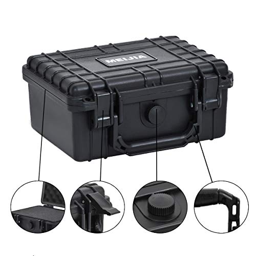 MEIJIA Portable All Weather IP67 Waterproof Protective Case,Hard Camera Case,Dry Case with Customized Foam,Fit Use of Drones,Camera,Equipments,Elegant Black (9.17inch x 7.56inch x4.33inch) - size: 9.17inch x 7.56inch x4.33inch