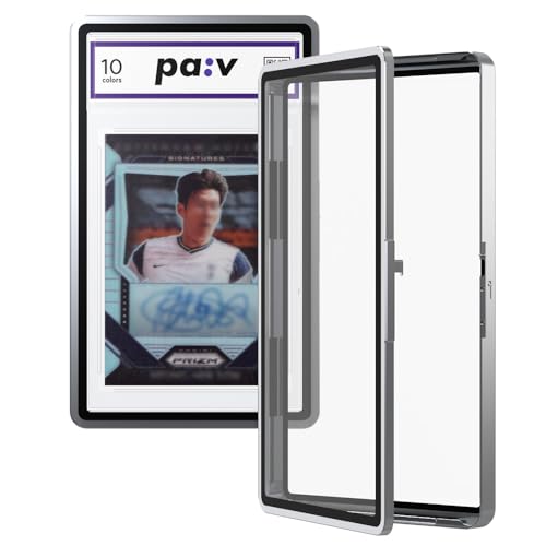 pa:v PAV PSA Snap Case –Premium Aluminium PSA Slab Protector with UV-Resistant Tempered Glass Display - Graded Guard Case for Standard 35PT PSA Slabs with Button Lock, Magnetic Stack Design - color: Metallic Silver