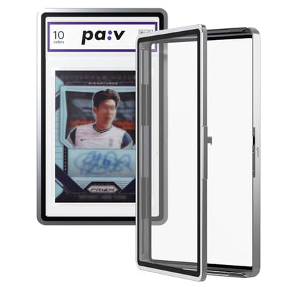 pa:v PAV PSA Snap Case –Premium Aluminium PSA Slab Protector with UV-Resistant Tempered Glass Display - Graded Guard Case for Standard 35PT PSA Slabs with Button Lock, Magnetic Stack Design - color: Metallic Silver