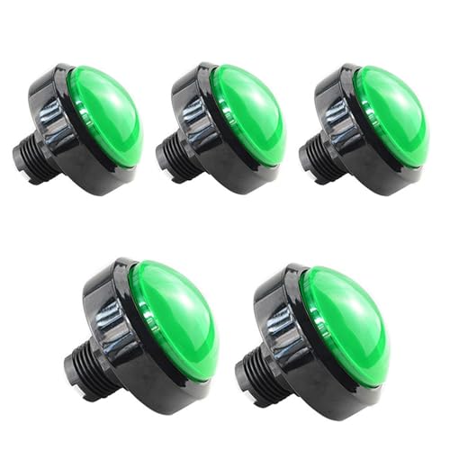5X New 60mm Dome Shaped LED Illuminated Push Buttons for Arcade Coin Buttons Machine Operated Games DC 12V (Green) - color: Green